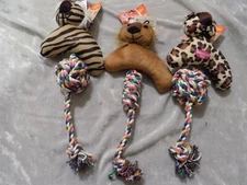 Plush Animal Rope Dog Toy Play Exercise Chew Pet Puppy Squeaker NEW!