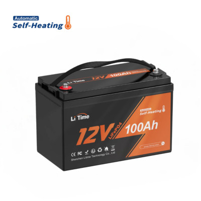 LiTime 12V 100Ah Selbsterwärmung LiFePO4 Batterie mit 2 Heizpads+Low-Temp Schutz