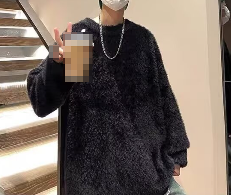 Sweater Men's Mink Fur Autumn/winter American Retro Knitted Casual Soft Sweater-image