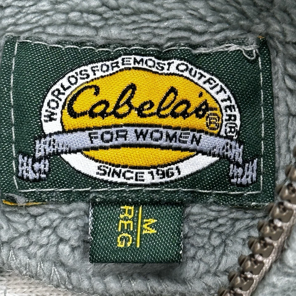 Cabelas Fair Isle Sherpa Jacket Women M Full Zip Pockets Waist Strap USA - Image 2 of 4