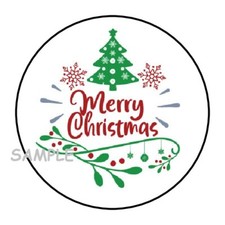 30 MERRY CHRISTMAS ENVELOPE SEALS LABELS STICKERS 1.5" ROUND PARTY FAVORS GIFTS