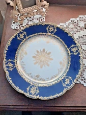 CFH /GDM France c.1891 Haviland Limoges 9 1/4" Cobalt Blue & Gold Dinner Plate
