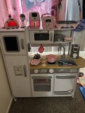 Little Tikes Wooden Kitchen Set White Multiple Doors Sink Oven Stovetop