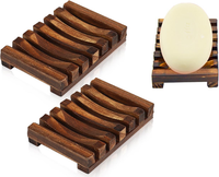 2 StüCk NatüRliche HöLzerne Bambus Seifenschale Holz, Seifenschale Holz Dusche,