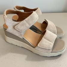 Geox Beige Suede Strappy Wedge Sandals Women's EU 39