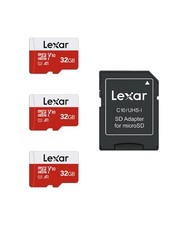 Lexar 32GB Micro SD Card 3 Pack, microSDHC UHSI Flash Memory Card with Adapte...