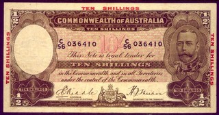 A VERY SCARCE TEN SHILLING NOTE: RIDDLE/SHEEHAN VF R10 NO RESERVE