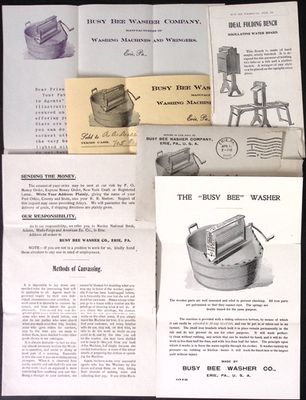 #ad 1916 Busy Bee Washer Co Erie PA Flyer Billhead Letterhead Cover LOT $41.64