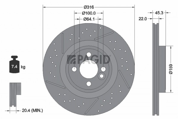2X Pagid Bremsscheibe 55791NC FüR Mini R56 R58 Clubman R55 Roadster R59 R57 Jcw-image