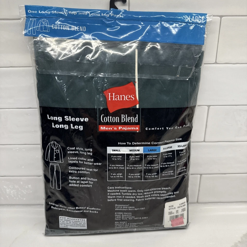 Conjunto de pijama grande Hanes para hombre ropa de dormir manga larga botón verde liso 0570-999 Foto 2 de 4