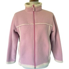 LL Bean Vintage Jacket Zip Up Fleece And Sherpa Pink Size Large 14/16 L Girls
