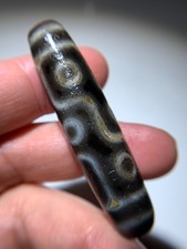 Dzi Bead " 9 Eyes " Amulet Pendant 55.3mm x 12.9mm