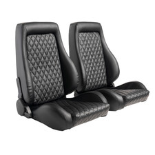 2pcs Car Racing Bucket Seats Pvc Leather Adjustable Racing Seat With 2 Sliders