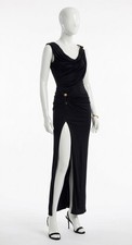 Versace Women's Black Liquid Maxi Dress Size 42