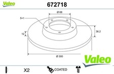 2x Bremsscheibe Valeo 672718 2 Bremsscheiben Hinterachse Hinten für Audi