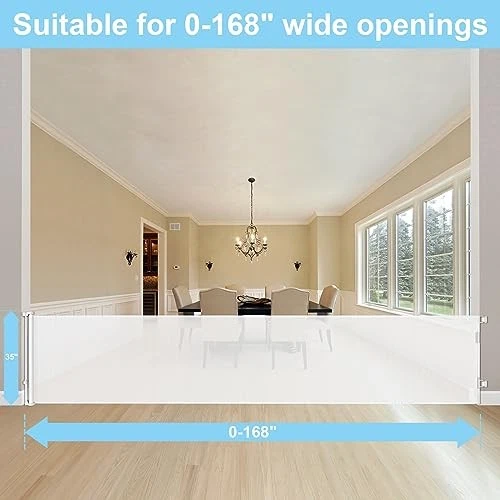 168 Inch Extra Long Baby Gates for Large Openings Retractable Baby Gate