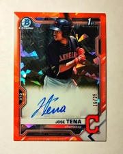 Jose Tena RC 2021 AUTO Bowman Chrome ORANGE REFRACTOR Sapphire 16/25 Prospect K6