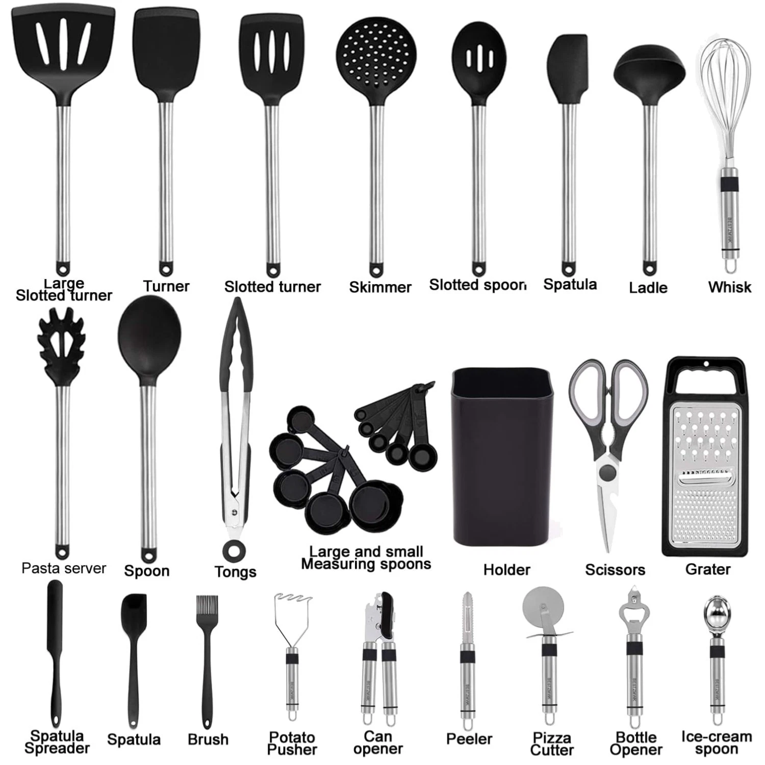 Durable Stainless Steel Silicone Kitchen Tools