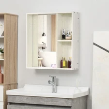 Medicine Cabinet w/ Mirror, Storage Shelf, Wall Mounted Bathroom Cabinet, White