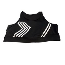 C C California Women's XL Black Striped Sports Bra Medium Support