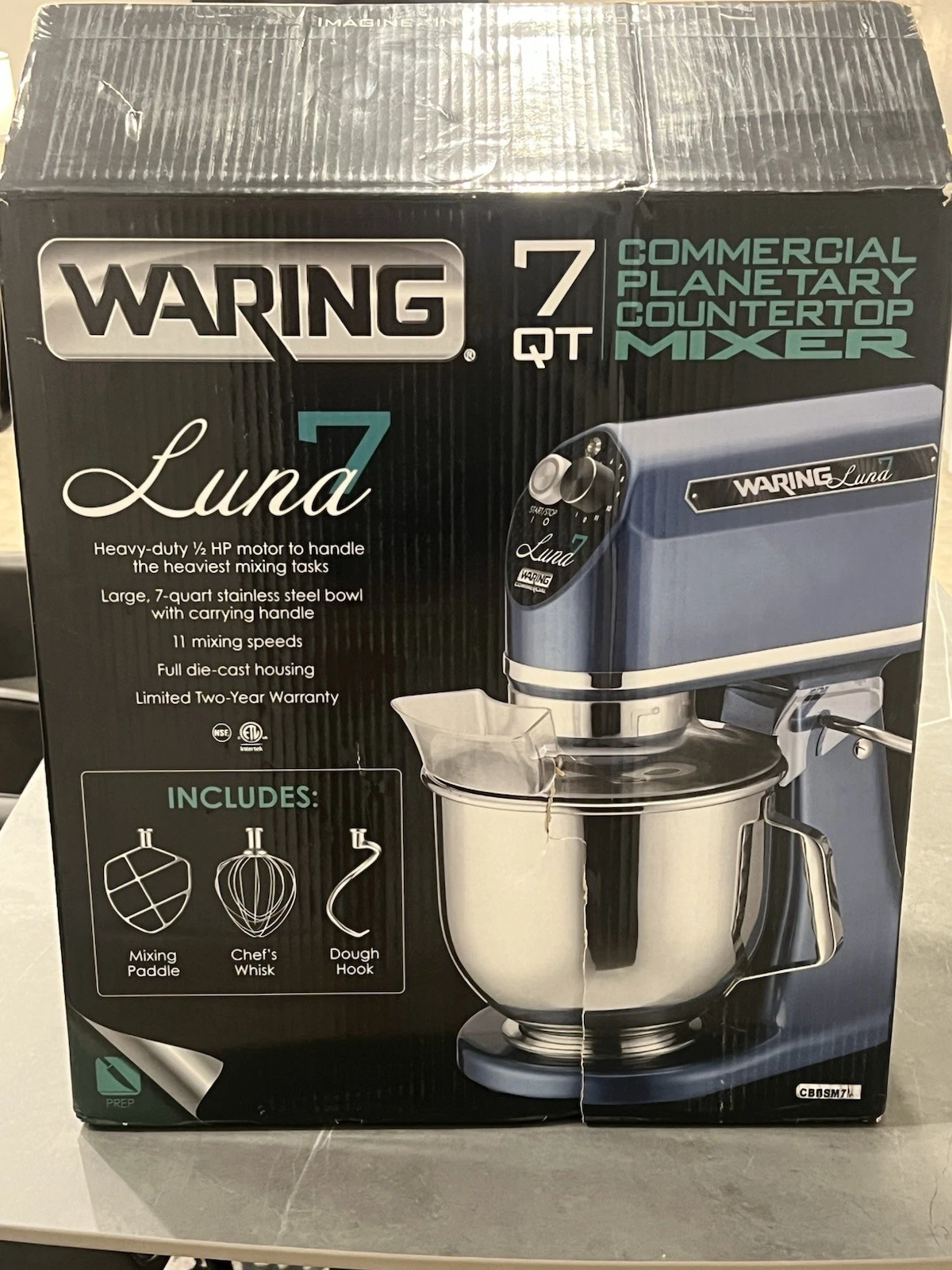 Waring Luna 7qt. 11 Speed 1/2 HP 350W Home Or Commercial Countertop Dough Mixer