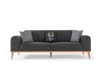 Moderner Grauer 3-Sitzer LuxuriöSes Stoffsofa Wohnzimmer Couch SitzmöBel