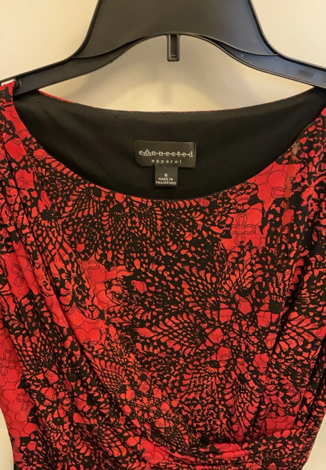 VALENTINO Abito tubino Connected Apparel taglia 6 rosso nero floreale finto avvolgente