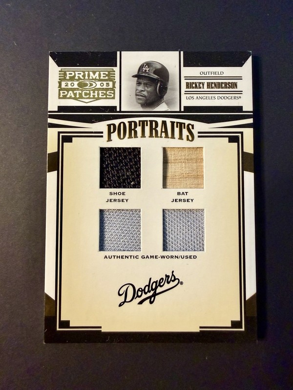 2005 Donruss Prime Patches Rickey Henderson Game Worn Triple Material /150 PSA 7