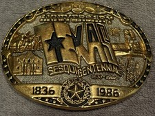 Official Commemorative Texas Sesquicentennial 24 Karat Gold Plated Belt Buckle
