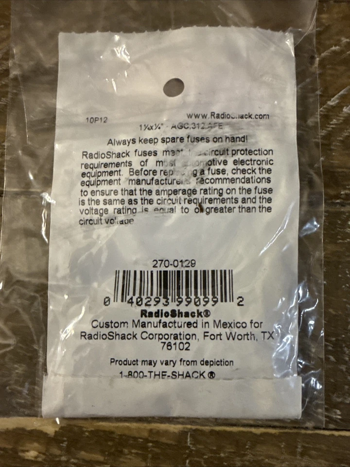 RADIOSHACK 270-0129 FUSIBLES DE ACCIÓN RÁPIDA 7,5 AMPERIOS 250 VOLTIOS PAQUETE DE 4 Foto 3 de 3