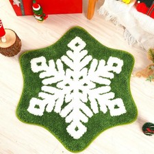 Christmas Snowflake Bathroom Rugs - Green 1'11" x 2'2" irregular ,