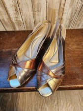 Women's Hush Puppies Gold Bronze Slingback Heels Size 8 VINTAGE