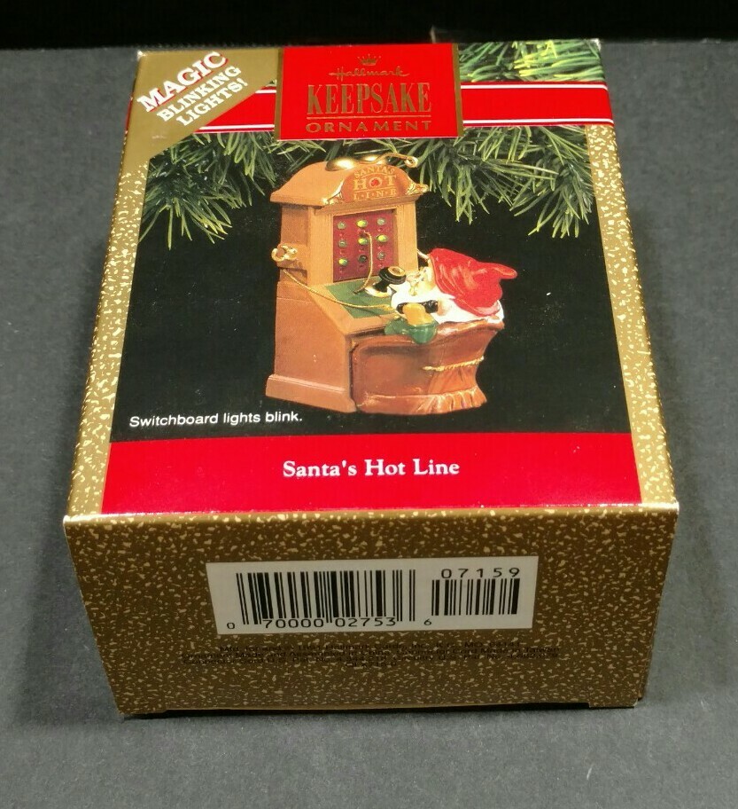 1991 Hallmark Keepsake Magic Ornament Santas Hot Line Telephone