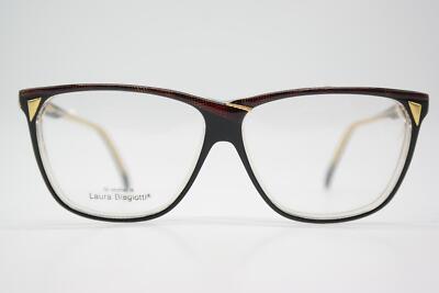 Vintage Glasses Laura Biagiotti V 113 Multicolored Black Gold Oval Glasses Frame