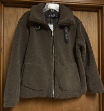 Mark Alan New York Chocolate Faux Fur Sherpa Zip Up Jacket Wmn’s Sz. M Nwt!