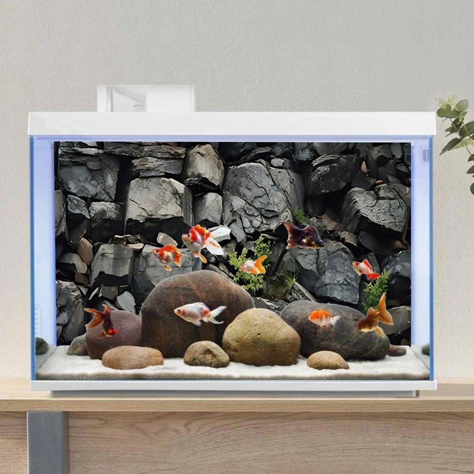 Awert 48x24 Inches Stone Aquarium Background Grey Rock Fish Tank ...