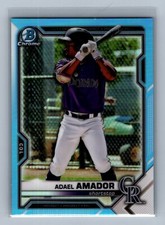Adael Amador 2021 Bowman Draft #BDC-195 Chrome Sky Blue Refractor