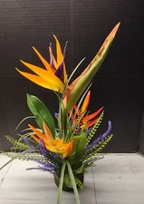 Artificial bird of paradise table decoration on disc, weddings, centerpiece  OR