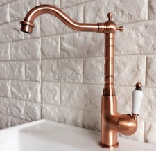 Deck Mount Bathroom Red Copper Basin Sink Faucet 1 Handle/Hole Mixer Tap