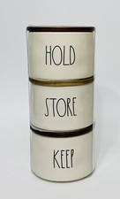 Rae Dunn KEEP HOLD STORE Stackable Jars/Containers/Canisters With Wooden Lids