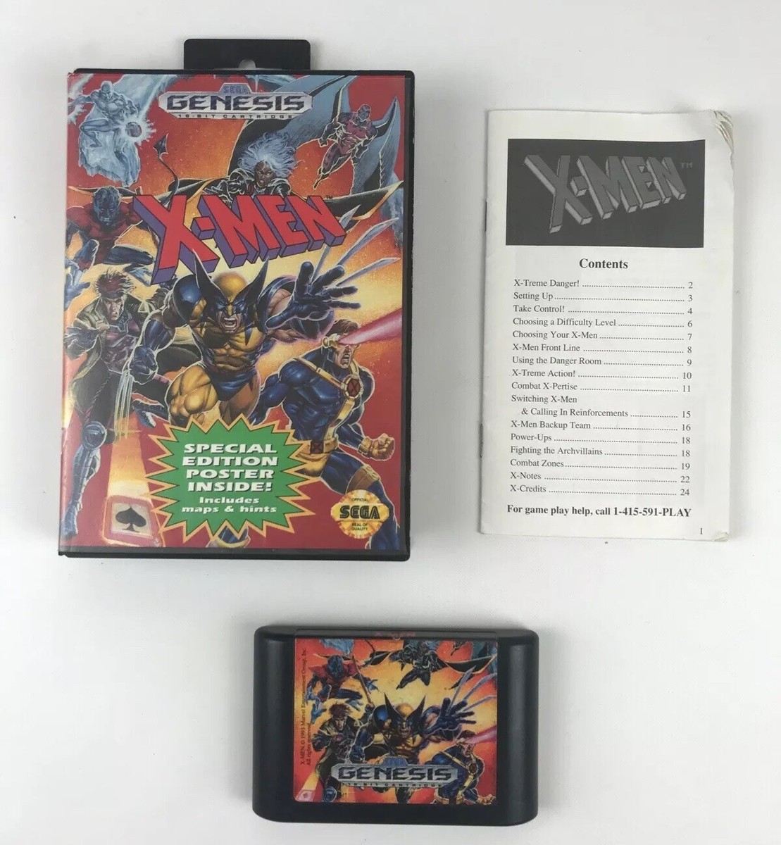 X-Men Sega Genesis 1993 Tested Marvel Comics Original Cartridge