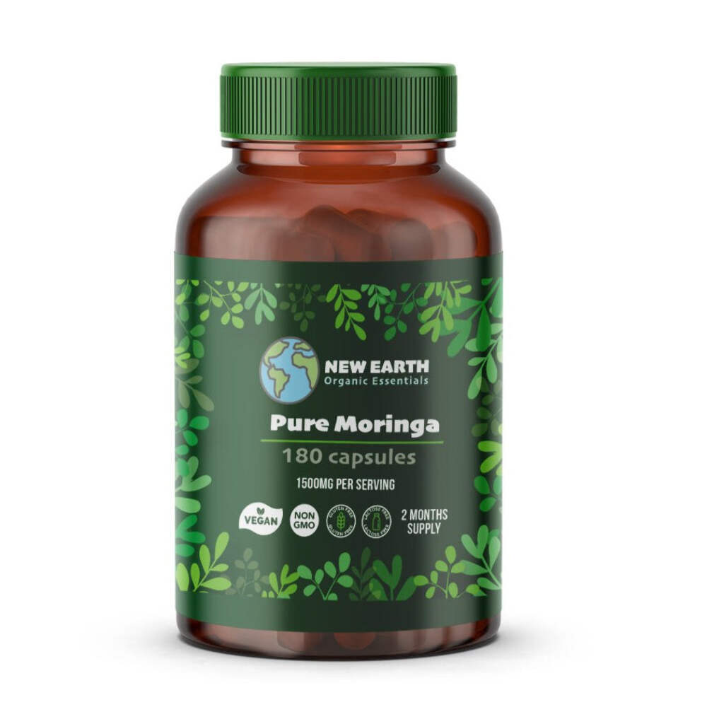 Pure Moringa Capsules - Pure Organic Moringa Oleifera Leaf Powder - 180 Capsules