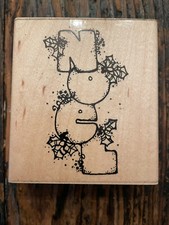 NOEL Rubber Stamp by D.O.T.S. New Unused Christmas Holly 3.75" x 3.25"