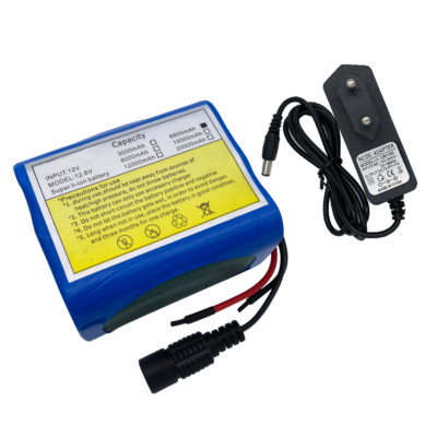 12V DC 6800mAh Rechargeable Li-ion Battery Pack with BMS Protection Board + Plug