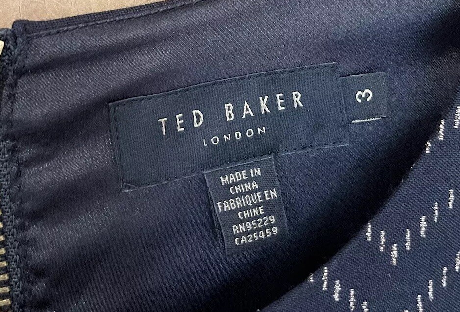 Ted Baker DRESS Size 3 12 Black White Wedding Guest Races Christening Gold eBay