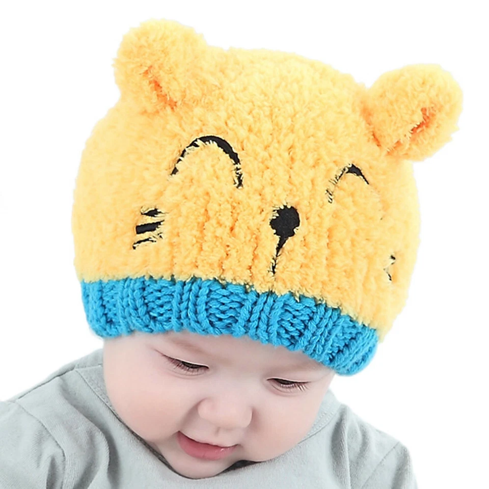 Bebé Niño Niños Niño Niña Invierno Cálido Tejido Crochet Gorro Sombrero Gato Oveja Gorra Foto 4 de 4