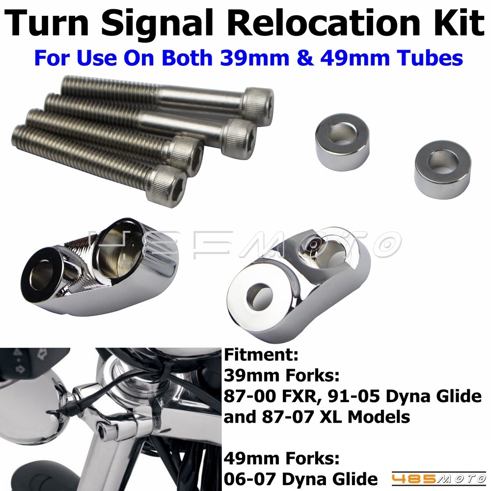 39-49mm Front Turn Signal Bracket Relocation Kit For Harley XL Softail Dyna Bob 39-49mm Front Turn Signal Bracket Relocation Kit For Harley XL Softail Dyna Bob