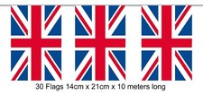 Huge Union Jack Bunting , 33 FT, 30 Flags Bunting UK King Charles , Coronation