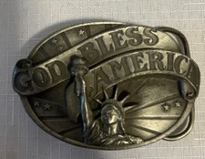 1986 Siskiyou Buckle Co America God Bless America Buckle Vintage