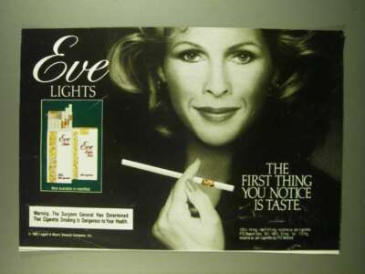 cigarette first 1983 Eve Lights cigarettes Ad - The first thing you notice is taste cigarette first 1983 Eve Lights cigarettes Ad - The first thing you notice is taste